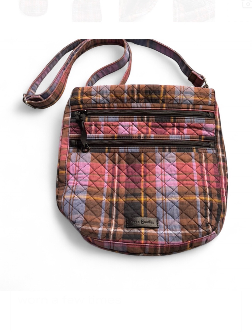 Vera Bradley Quilted Crossbody - Pink Brown Plaid